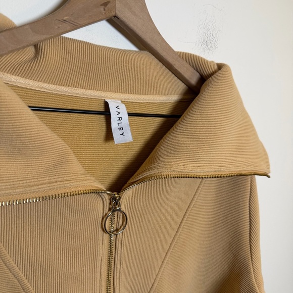 Varley Vine Half Zip Sweater Women’s Size Small Tan Ribbed Preppy Lounge Casual - Picture 4 of 6